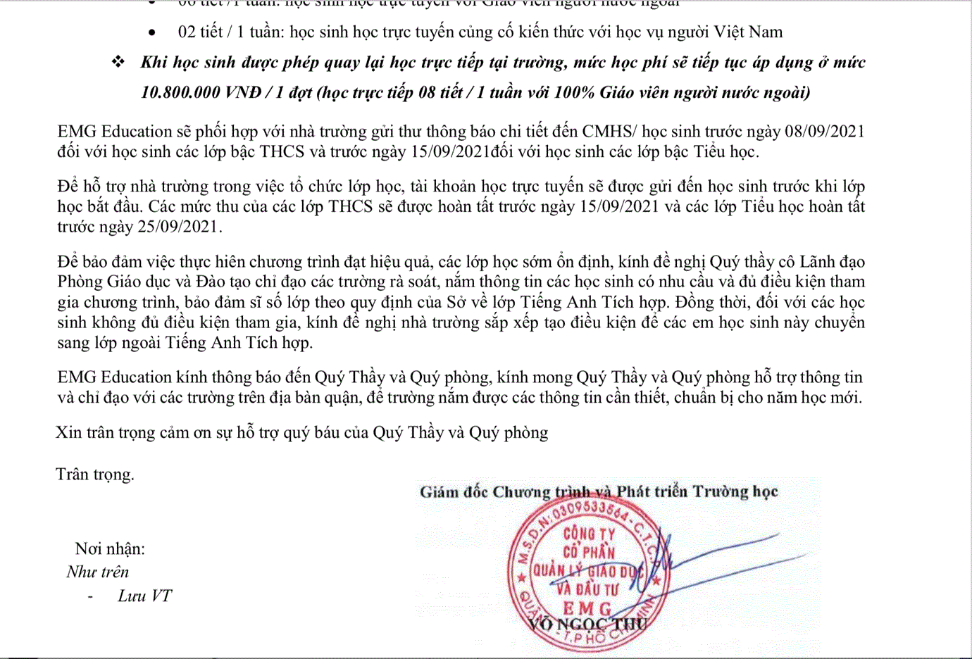 Kiến nghị của 700 phụ huynh có con học chương trình Tiếng Anh Tích hợp EMG ảnh 1