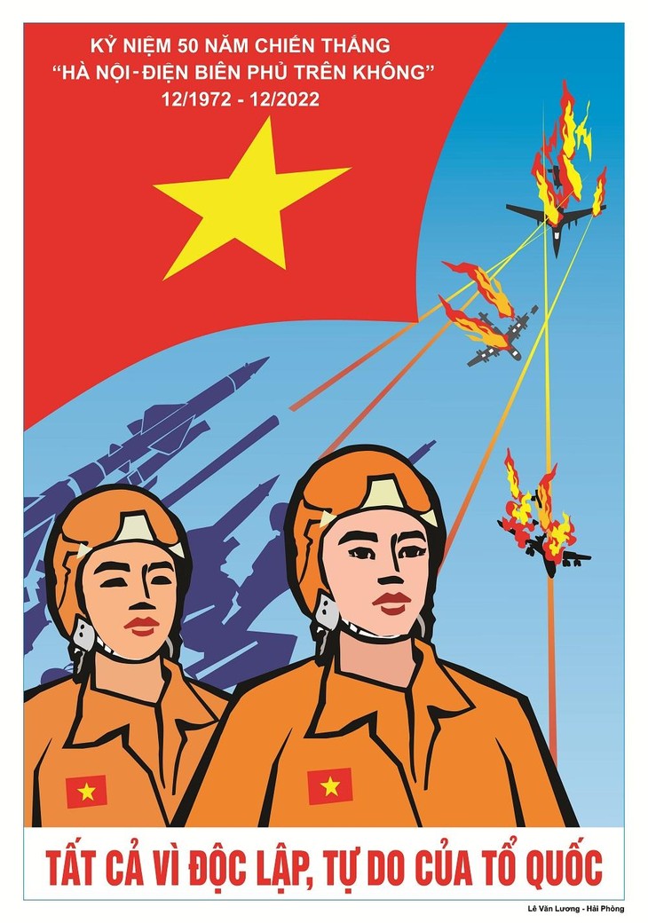Ấn tượng tranh cổ động 50 năm Chiến thắng Hà Nội - Điện Biên Phủ trên không ảnh 13