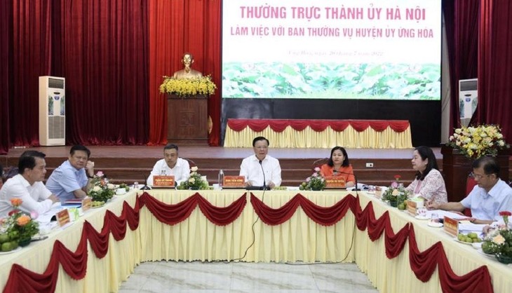 Bí thư Thành uỷ Hà Nội Đinh Tiến Dũng chủ trì cuộc làm việc với Ban Thường vụ Huyện ủy Ứng Hoà. ung-hoa-1.jpeg