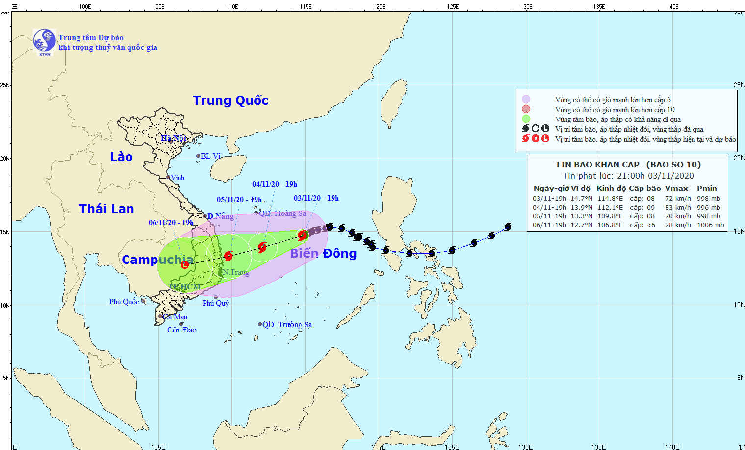 Bão số 10 liên tục thay đổi: Phú Yên - Bình Định lại thành tâm bão?