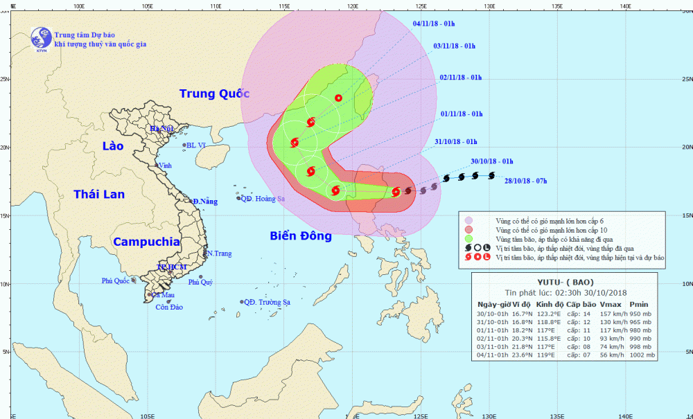 Siêu bão Yutu áp sát Biển Đông, gây mưa, gió giật cấp 15