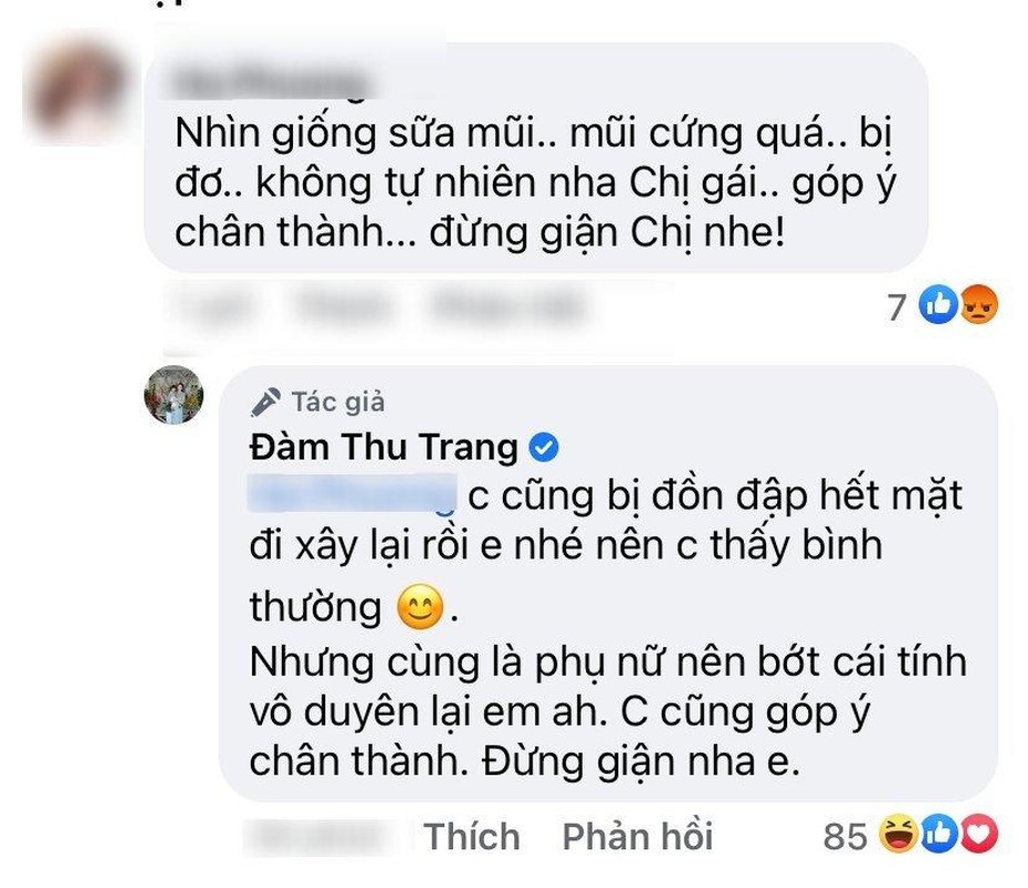 Dam Thu Trang noi gi khi bi che 